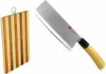 Shruthi Guns Ceramic Meat Cleaver Knife 7 Inches + Wooden Chopping Board Durable Life for Cutting Meat Chicken Cheese Vegetable Fruits EZ634