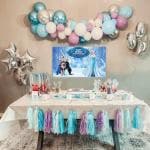 SPECIALYOU.IN Frozen theme birthday decorations Items for girls includes Purple, Pastel Blue, Silver, White and Metallic Blue balloons with Frozen Birthday Poster and Star Foil Balloons- 66 Items