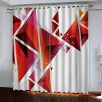 Pjdecor White, Red 3D Printed Polyester, Silk Window Curtain (5ft) 5003