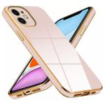 Mr Case 6D Chrome Back Cover Case For Apple iPhone 11 | ( Gold Plated Frame | Glossy Backside -Pink )