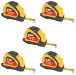 Freemans Ikon Plastic 5 m and 19 mm Measuring Tape (Golden Yellow) - Pack of 5