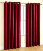 NRZ Home Plain Curtains Solid | Long Door Curtains |Room Darkening Stylish Fancy Eyelet Panel Drapes for Home and Office 1 Pieces (7 feet, Maroon)