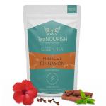 TeaNOURISH Hibiscus Cinnamon Green Tea | Darjeeling Loose Leaf | 100% Natural Hibiscus Flower, Cinnamon & Clove | Delicious & Refreshing | Brew Hot or Iced Tea - 3.53oz/100g