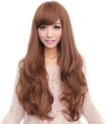 YOFAMA Long Hair Wig Burgandy Synthetic Fiber Women