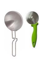 First Front Aluminium Tadka Pan With Stainless Steel New Pizza Cutter and (Multicolour, Pack of 2)