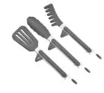 Ceplo 3 Pcs Stainless Steel Kitchen Food Tongs Set for Cooking with BPA Free Silicone, Toaster Steak Pizza Pasta Spaghetti Noodles Salad Fruit Vegetable Grill BBQ Buffet Clamp Serving Tools (pack of 1) (Black)