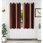 GOYCORS Brown Solid Polyester Window Curtain (4 x 6 ft) (Set of 2)