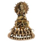 Kalarambh Brass Surya Rath Idol Murti Statue for Home Pooja Puja Mandir Temple Table Decor Collectible Handicraft Art, Yellow, 5.5 x 5.1 x 5.5 Inch (L x W x H)