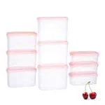 alltime Plastic Frostee Containers with Lid, Set of 9 (550 ml x3, 950 ml x 3, 1250x3) Pink
