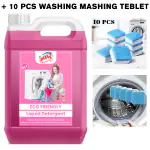 SHREE AMAR YUG 5L PINK WASHING MASHING LIQUID DETERGEN + 10 PCS WASHING MASHNG TEBLET.
