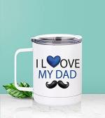 AKP Sublimation I Love My Dad Multicolor Stainless Steel Mug with Lid 325 ml