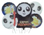 Jagmag Multicolor Happy Grim Reaper Ghost Balloons, Halloween Skeleton Theme Foil Balloon, Halloween Decoration, Halloween Balloons, Pumpkin Halloween Balloon (Set Of 5)