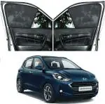 Auto Dean FIX-Type, Non Magnetic Half Car Sun Shades Specific for Hyundai i10 Grand Nios (Z Black)