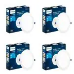 PHILIPS Astra Sleek 15-watt Round LED Downlighter | LED Ceiling Light for Home and Hall | Cut Out: 140 mm, Color: Cool Day Light, Pack of 4