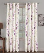 UrbenQueen Polyester Blend Attractive White and Purple Color Graphics Design Curtain - 4 x 9 feet (Pack of 4)