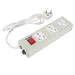Econe 16 Amp 2500 Watt Multi Purpose 3 Socket Power Plug Extension Board Power Strip Flex Box With Metal Body And 3 Core Long Wire 3.5 Mtr. Wire Cable Cord