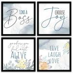 Vasl Engineered Wood Multicolor Motivational Quotes Wall Art Painting Framed Posters - 11 X 14 Inch (Pack Of 4)