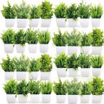 Litleo Grat for Home office Decore , Multiple Design Green Eucalyptus Artificial Flower with Pot (6 inch, Pack of 32, Flower with Basket)