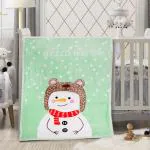 Baby Moo Hello Winter Mint Green Two-Ply Blanket
