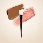 Justgold Small Size Powder Contour Brush Fluffy Angled Synthetic Fiber Bristles Wooden Handle Metal Ferrule Professional Single Stroke Blending Contouring Bronzer Makeup Tool Wooden Handle #19