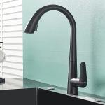 Plantex Designer Brass Single Handle 360 Degree Swivel High Arc Pull Out Kitchen Sink Faucet Hot Cold Water Mixer Tap with Pull Down Sprayer Multitask Mode Black