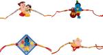 Kavim Kids Rakhi (Chota Bheem,Krishna,Ganesh ji,Krishna soft rubber Kids Rakhi 4 Set)