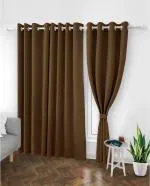 TopDrapes Room Darkening Blackout Long Door Solid Curtain with Tie Back 9 feet 1 Pcs (Coffee Colour)