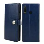 Fastship Vivo Y19 Flip Cover | Full Body Protection | Inside Pockets & Stand | Wallet Stylish Button Magnetic Closure Book Cover Leather Flip Case for Vivo Y19 - Blue