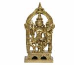 Kartique Home Decorative Brass Vishnu - Lakshmi Seated on Lap Idol - 5 inch