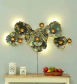 SMAART CRAAFTS Hibiscus Flower Metal Wall Art Décor with LED | Premium Design for Living Room, Bedroom, and Office | Anti-Rust Powder Coated | 47in x 24in | Nature-Inspired LED Home Decor
