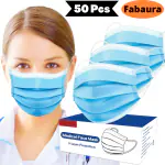 Fabaura 100% Certified Surgical masks, Blue 3 ply mask Pack Of 50 Pcs, pollution mask, face mask 03 Surgical Mask 03 Washable, Reusable, Water Resistant Surgical Mask With Melt Blown Fabric Layer