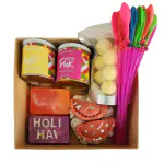 Sciian Holi Gift Hampers with Gulal | Holi Balloon Packet | Holi Colours | Pack of Mini Bath Bomb | Holi Soap | Gujiya Candle | Holi Decorations | Eco Friendly | Special Holi Gift Pack
