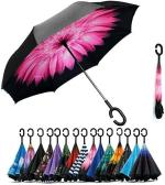 Kroywen Multicolor Double Wind Proof C Shape Folding Mini Umbrella