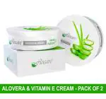 Flocare Aloe Vera Vitamin E Moisturizing Cream 100gm -2 x 100 gm -Jojoba, Green Apple, Shea Butter - Amazing Glowing Natural Skin- All Purpose Skincare - UNISEX (Pack of 2)