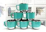 Anixa Creation Pack of 6 Stainless Steel Tea Cup Set | Steel Cups | Coffee Cups | Payali Set, Mini Cups Set of 6 | Chai ka Cup -Inner Steel Outer Plastic (Aqua Green)