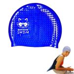 MAPACHE Swim Bubble Swimming Cap for Adults I Breathable Fabric with Ear Protector I Silicone Swimming Cap I Best for Short and Long Hairs I Water Resistant I Swimming Cap Color (Navy Blue)