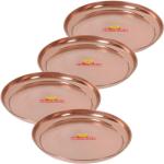 Shivshakti Arts Handmade Pure Copper Plate Large Sized Hammered Deisgned Thali Dish Serveware Diameter-31.5 cm ::Set of 4 Dinner Plate (Pack of 4)