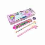 FULLKART Unicorn Double Sided Pencil Box inbuild Sharpener and LED, 1 Scale, Pencil, Ruler and Eraser (Assorted Stationery Items)