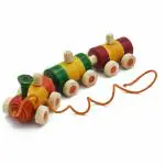 Channapatna Toys 13 Inches Wooden Pull Along Train Toddler Toys, Number and Alphabet Rotating Blocks Stacking Wooden Toys 1 2 3 Year Old Boys Girls, Preschool Educational Toys for Kids
