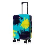Nasher Miles Jet Set Go Real Hard-Sided Printed Cabin Luggage Teal Indigo 55cm Trolley Bag