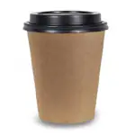 Biodis Paper Wedding Themed Leak Proof Non-Slip Freezer Safe Microwave Safe Paper Coffee Cup - 50 Pieces, 250ml, Brown with Black Lid