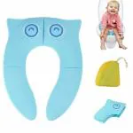 Zollyss Portable Baby Toilet Seat Foldable Western Kids Potty Trainer Cover for Toddler Boys Girls Travel, Blue (Plastic)