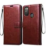 RUPELIK Samsung M21/M30s Vintage Leather flip Case Cover| Inside TPU with Card Pockets Wallet Stand Magnetic Closure 360 Degree Complete Protection Vintage Flip Cover for Samsung M21 - Brown