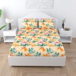 Home Blendz100% Indian Cotton Bedsheet for Single Bed with 1 Pillow Cover Breathable 200 TC Wrinklefree Bedsheets (Single, Floral Multi Stripe)
