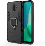 TRIFTY Oppo A9 Black Plastic, Thermoplastic Polyurethane 360 Degree Metal Rotating Ring Kickstand Holder Armor Shockproof Case Cover