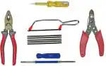 DUMDAAR Heavy duty 8inch Plier 2in1 Screwdriver Wire cutter Electric Tester and Mini Hacksaw with 5pc Blade Hand Tool Kit