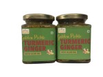 FORE HEALTH Mixed Pickle Turmeric & Ginger In Cold Pressed Extra Virgin Olive Oil And Apple Cider Vinegar With Blend Of Healthy Spices, packed in glass zar, safe for pickcle storage, Haldi Aur Adrakh Ka Achaar Jaitoon Kay Tel Mein (225 G Xpack Of 2)