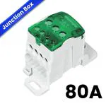 amiciSolar Heavy-Duty Terminal Block Junction Box | Multiple Output Ports with Brass Connectors | Flame-Retardant Shell | Screw & DIN Rail Mount | 80A |690V-1000V AC/DC