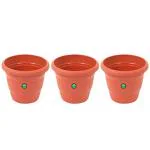 TrustBasket UV Treated Plastic Round Pot (6 Inches)-Terracotta Color-Set of 3