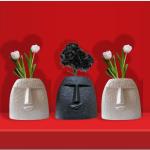 Malaikah Face 6 Inches Vase 2 White Square, Black Square, For Home Decor Ceramic Vase (6 inch, White, Black)